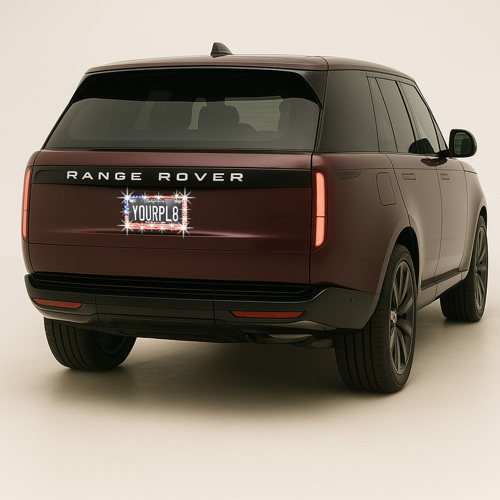 range rover, american license plate